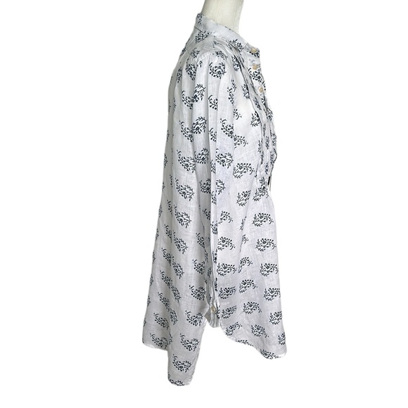 CP Shades white & blue linen oversized shirt mini dress high low hemline size XS - Picture 3 of 7